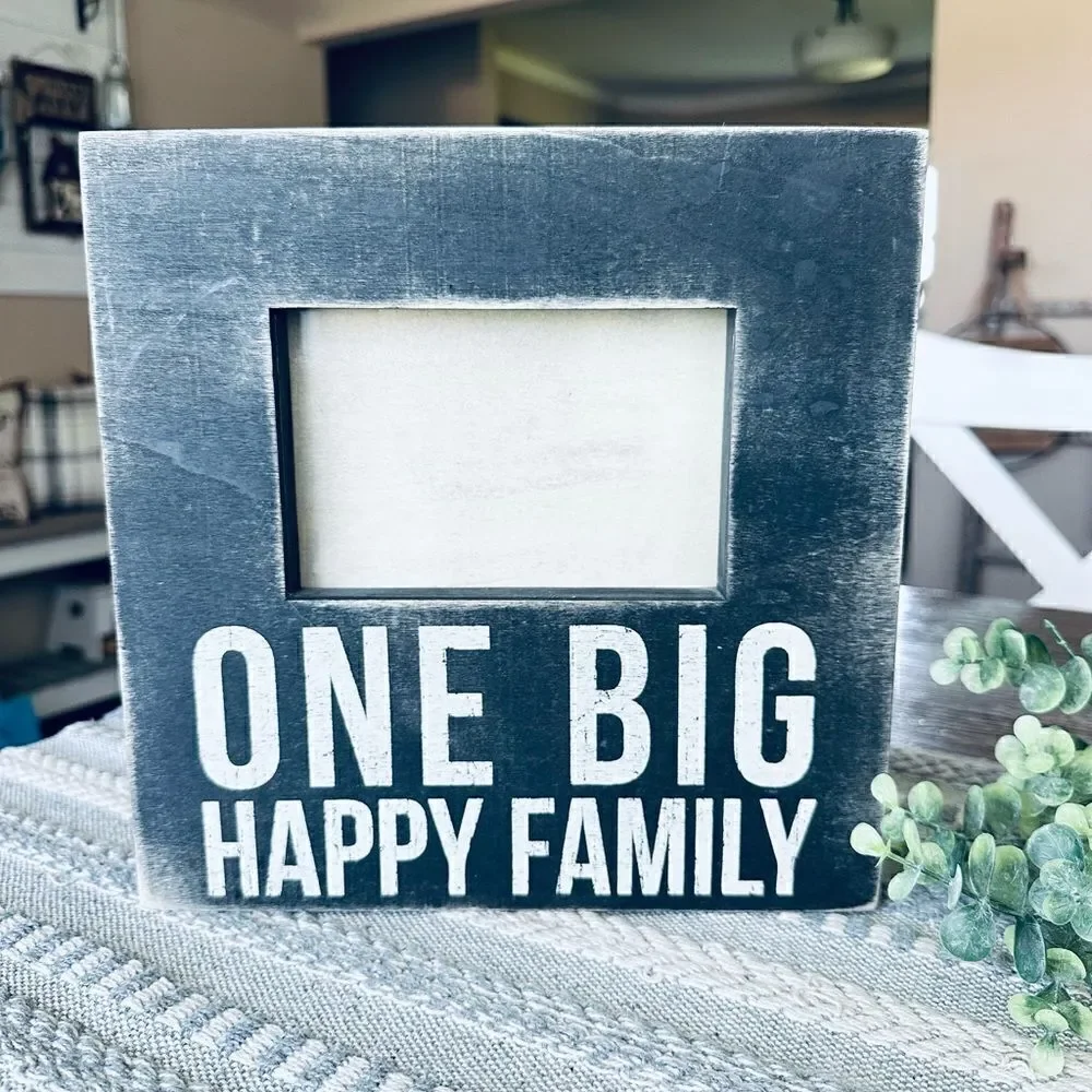 Farmhouse rustic primitive wooden family photo frame